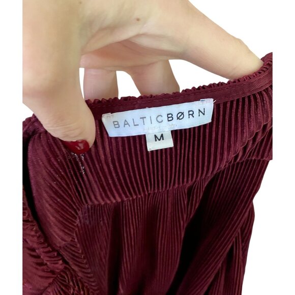 Baltic Born Athena Pleated Maxi Dress Womens Size Medium Mulberry Red Faux Wrap. - Picture 6 of 7